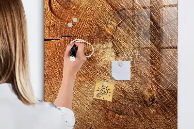 Beschreibbare Magnettafel in Form eines Baumstamm-Querschnitts