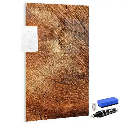 Beschreibbare Magnettafel in Form eines Baumstamm-Querschnitts