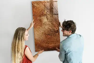 Beschreibbare Magnettafel in Form eines Baumstamm-Querschnitts
