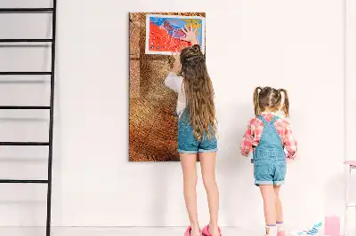 Beschreibbare Magnettafel in Form eines Baumstamm-Querschnitts