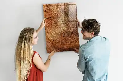 Beschreibbare Magnettafel in Form eines Baumstamm-Querschnitts