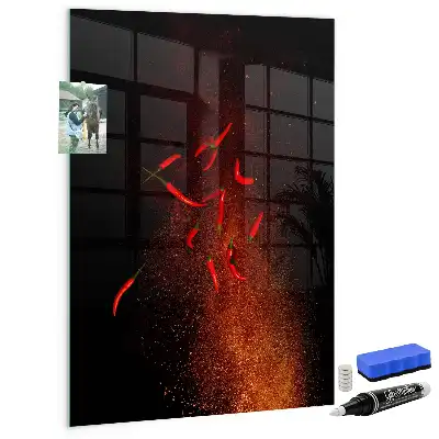 Magnettafel zum Schreiben mit Motiv scharfe Chilis