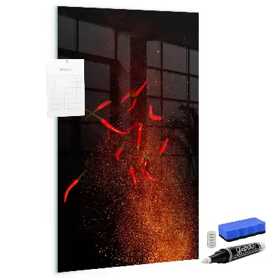 Magnettafel zum Schreiben mit Motiv scharfe Chilis
