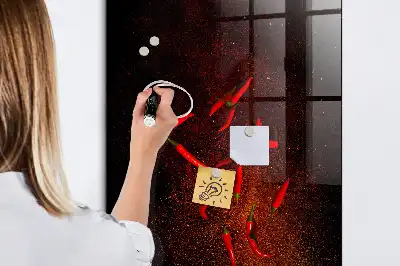 Magnettafel zum Schreiben mit Motiv scharfe Chilis
