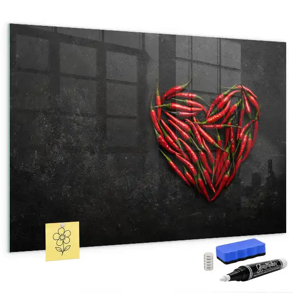Magnettafel beschreibbar in Herzform aus Paprika