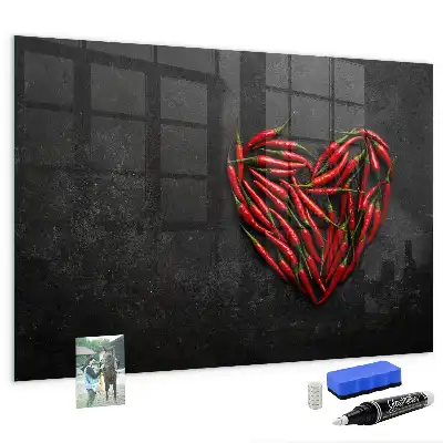 Magnettafel beschreibbar in Herzform aus Paprika