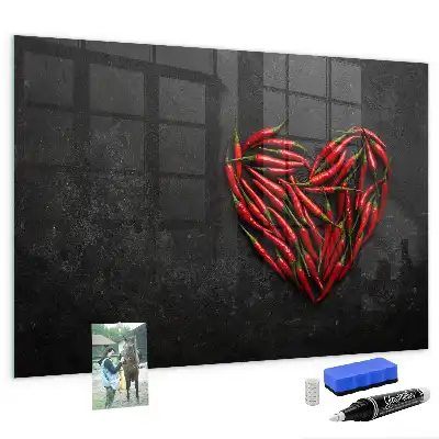 Magnettafel beschreibbar in Herzform aus Paprika