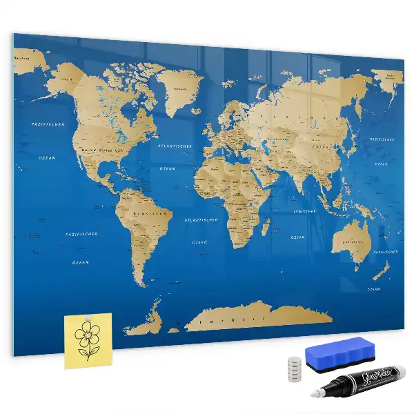 Magnettafel beschreibbar mit Weltmotiv