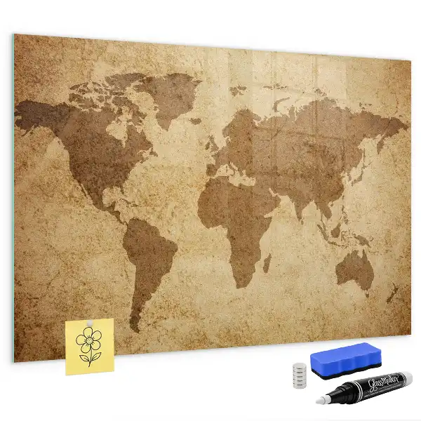 Beschreibbare Magnettafel für die Küche mit Vintage-Weltkarten-Motiv