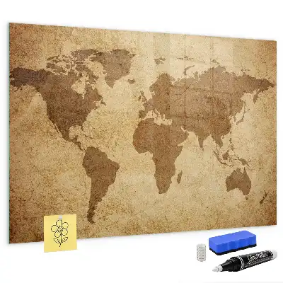 Beschreibbare Magnettafel für die Küche mit Vintage-Weltkarten-Motiv