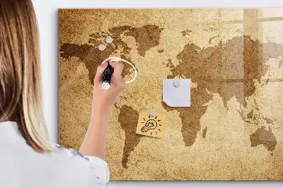 Beschreibbare Magnettafel für die Küche mit Vintage-Weltkarten-Motiv