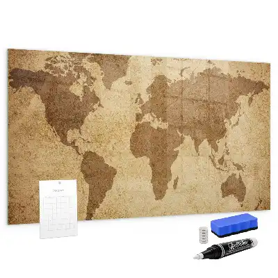 Beschreibbare Magnettafel für die Küche mit Vintage-Weltkarten-Motiv