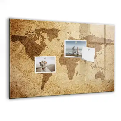 Beschreibbare Magnettafel für die Küche mit Vintage-Weltkarten-Motiv