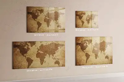 Beschreibbare Magnettafel für die Küche mit Vintage-Weltkarten-Motiv