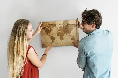 Beschreibbare Magnettafel für die Küche mit Vintage-Weltkarten-Motiv