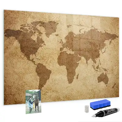 Beschreibbare Magnettafel für die Küche mit Vintage-Weltkarten-Motiv