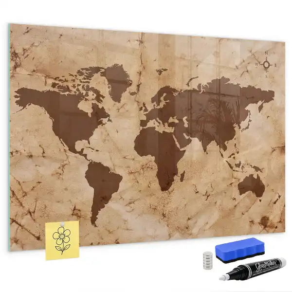 Magnettafel Vintage-Weltkarte beschreibbar