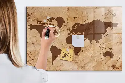 Magnettafel Vintage-Weltkarte beschreibbar