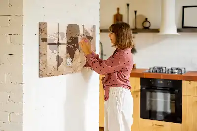 Magnettafel Vintage-Weltkarte beschreibbar