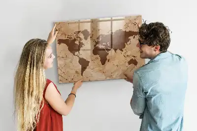 Magnettafel Vintage-Weltkarte beschreibbar