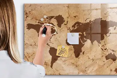 Magnettafel Vintage-Weltkarte beschreibbar