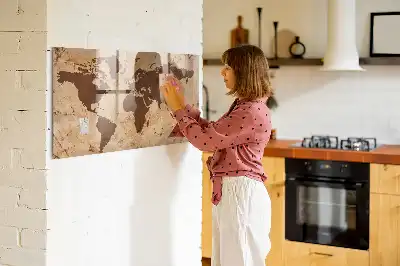 Magnettafel Vintage-Weltkarte beschreibbar