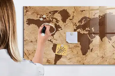 Magnettafel Vintage-Weltkarte beschreibbar