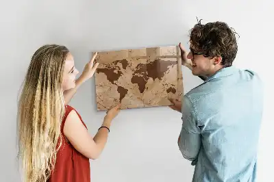 Magnettafel Vintage-Weltkarte beschreibbar