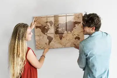 Magnettafel Vintage-Weltkarte beschreibbar