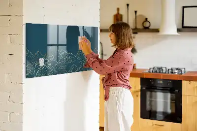Beschreibbare Magnettafel für die Küche Motiv Bergeskizze