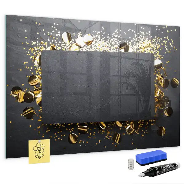 Beschreibbare Magnettafel für die Küche mit goldenem Konfetti Motiv