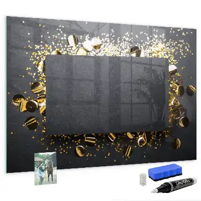 Beschreibbare Magnettafel für die Küche mit goldenem Konfetti Motiv