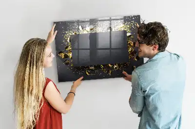Beschreibbare Magnettafel für die Küche mit goldenem Konfetti Motiv