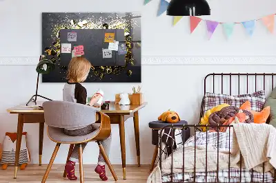 Beschreibbare Magnettafel für die Küche mit goldenem Konfetti Motiv