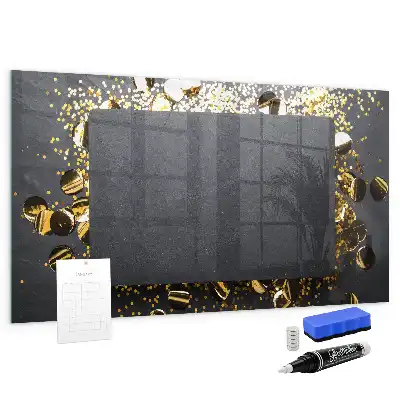Beschreibbare Magnettafel für die Küche mit goldenem Konfetti Motiv