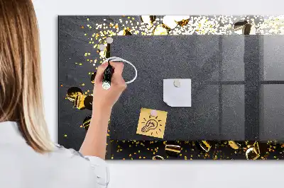 Beschreibbare Magnettafel für die Küche mit goldenem Konfetti Motiv