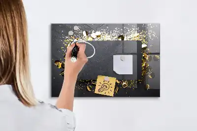 Beschreibbare Magnettafel für die Küche mit goldenem Konfetti Motiv
