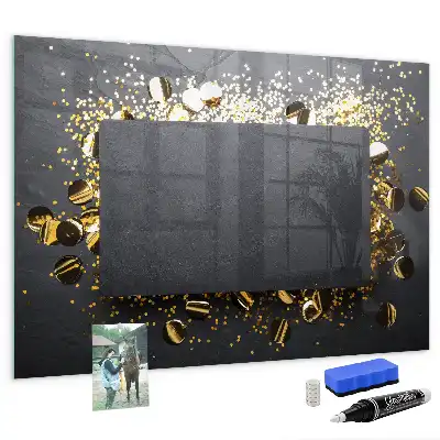 Beschreibbare Magnettafel für die Küche mit goldenem Konfetti Motiv