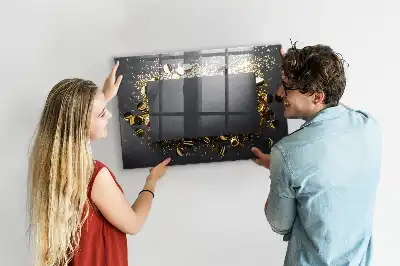 Beschreibbare Magnettafel für die Küche mit goldenem Konfetti Motiv