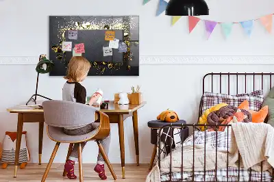 Beschreibbare Magnettafel für die Küche mit goldenem Konfetti Motiv