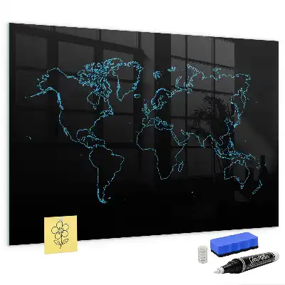 Magnettafel beschreibbar mit Motiv Konturen der Weltkarte