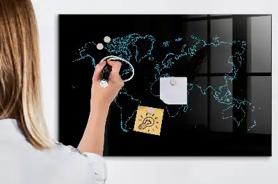 Magnettafel beschreibbar mit Motiv Konturen der Weltkarte