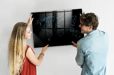 Magnettafel beschreibbar mit Motiv Konturen der Weltkarte