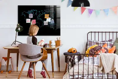 Magnettafel beschreibbar mit Motiv Konturen der Weltkarte