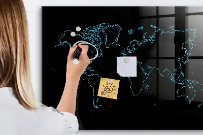 Magnettafel beschreibbar mit Motiv Konturen der Weltkarte