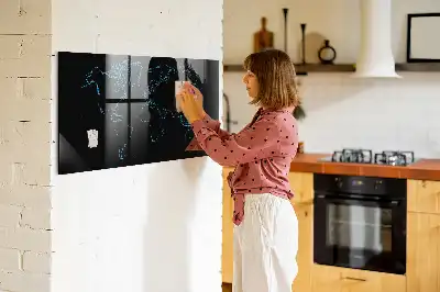 Magnettafel beschreibbar mit Motiv Konturen der Weltkarte