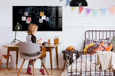 Magnettafel beschreibbar mit Motiv Konturen der Weltkarte