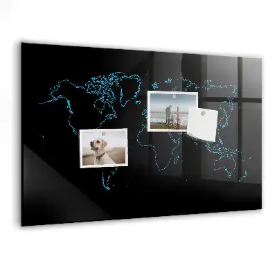 Magnettafel beschreibbar mit Motiv Konturen der Weltkarte