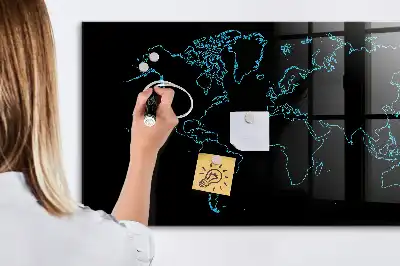 Magnettafel beschreibbar mit Motiv Konturen der Weltkarte