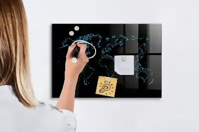 Magnettafel beschreibbar mit Motiv Konturen der Weltkarte